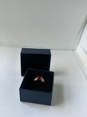 Vintage Red Cubic Zirconia Ring Gold Plated Womens Size 7