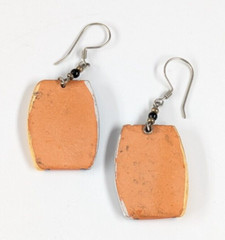 Vintage Painted Southwestern Style Clay Pottery Drop Pierced 2.5″ Earrings