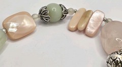 Vintage Barse Sterling 24 Inch And Gemstone Beaded Necklace Rose Quarts MOP Gem
