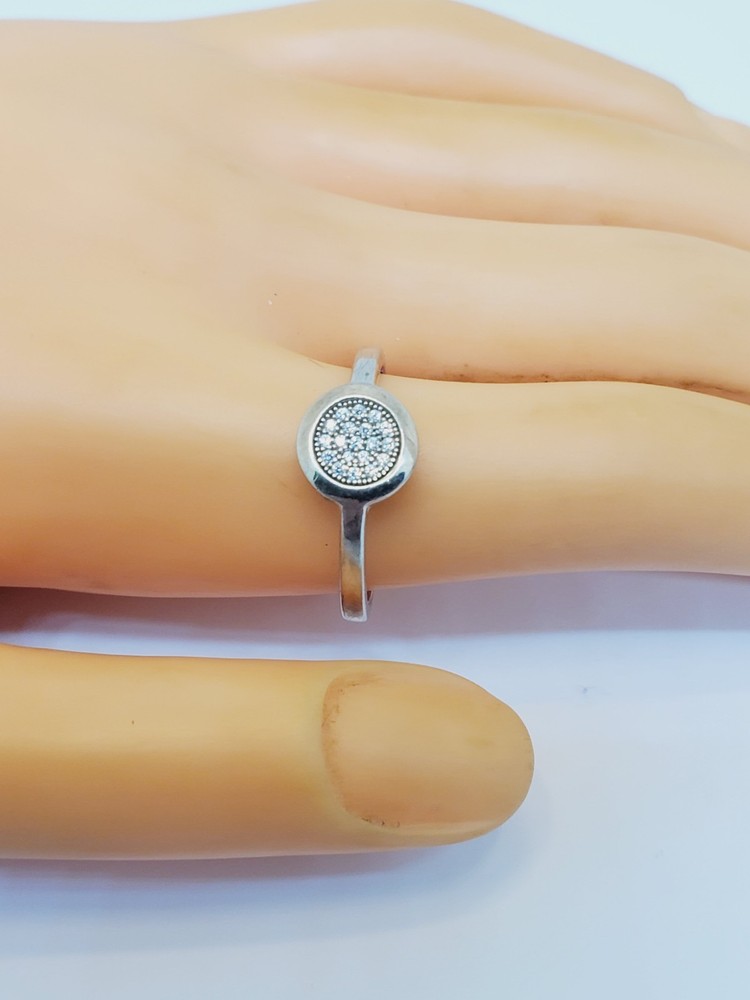 Vintage F Diamond Sterling Silver Ring 925 Sz8 7.5 (55)