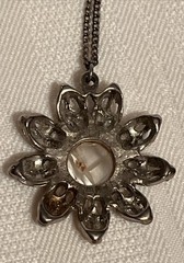 Vintage 1950’s Beautiful Pendant Cross Necklace Faux Pearls AB Rhinestones