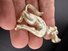 Vintage Frosted Dog Brooch Pin Cartoon Hound Puppy