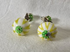Vintage 1960s Japan Retro Green Blue Dangle Ball – Earrings ONLY