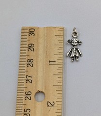 Vintage 925 Sterling Silver Little Girl Child Rag Doll Pigtails Dress Charm 1.1g