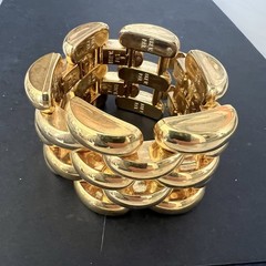 Vtg Italian Bracelet Brev. Pat. gold Plate 1960s Mid Century 8″ (CLASP DAMAGED)