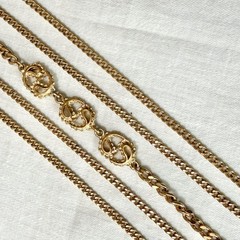 1960s 1970s Monet Multi-strand Chain Necklace Long Opera Length Gold Tone Signed