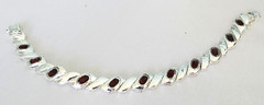 Vintage Signed FAS 925 Sterling Silver Garnet Gemstone Bracelet Estate Find
