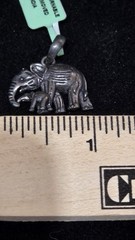 Silver Elephant & Baby Elephant Charm Pendant, No Stone, Unisex Adults