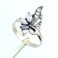 Vintage Luxury RING Silver 925 with Bright Stones-size: 9.5US(19.5mm) Ukraine#79