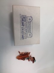 Vtg Charles F. Worth Copper & Bakelite Brooch Bongo Enamel Pin Native Drummer