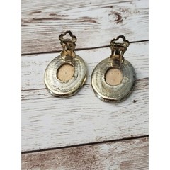 Vintage Clip On Earrings Animal Print Ovals – Just Over 1 & 1/8″