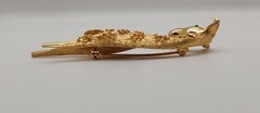 Gold Tone Giraffe W/Green Rhinestones Eyes Signed LG (Lind-gal)