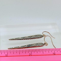 Vintage 90s Sterling Silver 925 Geometric Tribal Tattoo Dangle Earrings Thailand