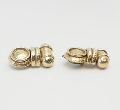 Vintage large geometry gold plated sterling silver clip on earrings by Antioch