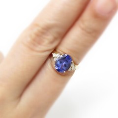 NYJEWEL 14k Yellow Gold 2.8ct Tanzanite & Diamond Ring Signed STS
