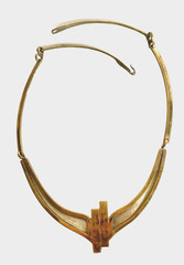 Vintage Artisan OOAK Brass and Silver Metal Torque Necklace, 17 inches