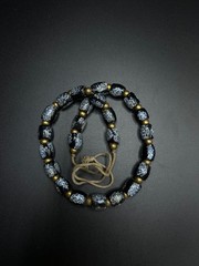 Vintage Black Glass Bead Necklace | Speckled Glass Necklace | Handmade Statement