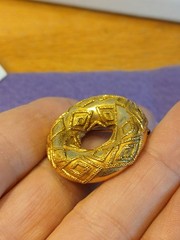 MMA Met. Museum of Art Circle Donut Granular 24k Gold Plated Pendant Etruscan
