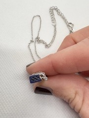 Sterling Silver Brave Bar Necklace Adjustable 16 – 18 ” CZ Accent Minimalist 6g