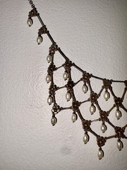 Antique Art Deco Open Sterling flowers teardrop pearls 1920s one of a kind