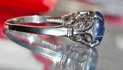 10k white gold ring 2.5ct natural blue star diffused sapphire sz 9 antique 3.4gr