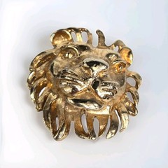 Donald Stannard Sculptural Lion Designer Gold Plate Brooch Vintage Rare HTF 24mm