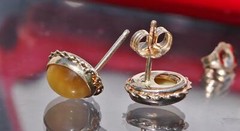 14k yellow gold stud earrings 2.30ct natural cat’s eye chrysoberyl 1.5gr