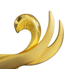 Vintage Tona Brooch Matte Shiny Goldtone Swirl 3-1/8″ Long