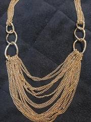 Vintage Crown Trifari Multi Strand And Hoop Necklace Gold Tone Summer Beach Wear