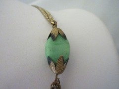 Antique Vintage 1920s EGYPTIAN REVIVAL NECKLACE art deco green czech glass