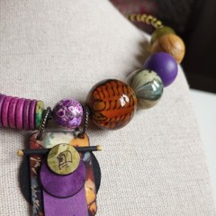 Suzanne Bellows Signed Necklace. One Of A Kind! purple pharaoh art glass