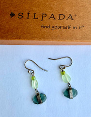 SILPADA Sterling Silver 925 Green Glass PREHNITE Seed Bead DANGLE EARRINGS W1836