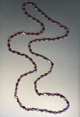 Genuine Almandine Garnet Unusual Geometric Rhombus Bead Necklace Clasp-Free 36″