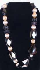 1980’s Inlay Statement Necklace Carved Horn Dyed Geomentric Beads