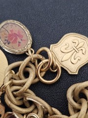 John Wind Maximal Art Bracelet Charm 15 Charms Chunky Gold Plated Vintage