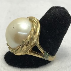 Vintage 18K GE Plated Signed A Faux Pearl Ring varied sizes