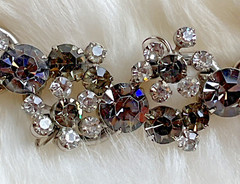 Vintage Juliana Black Gray Clear Rhinestone Cluster 5-Link Bracelet & Earrings