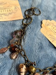 Vintage Grandmother’s Buttons glass metal multi charm bracelet new w tags
