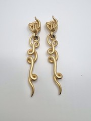 Vintage GIVENCHY Paris New York 80s Matte Gold Tone Abstract Swirl Clip Earrings