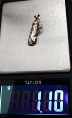 VINTAGE-COLLECTIBLE 3-D STERLING SLV GOLF BAG & CLUBS, PENDANT/CHARM, SIGNED 925