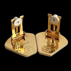 Hermes VTG Rabbit Motif Enamel Clip₋On Earrings Glod/Beige Cloisonne w/Box Used