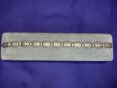 VTG WWII Sterling Silver Forget-Me-Not Engraved Family Link Bracelet 1945 14.5g