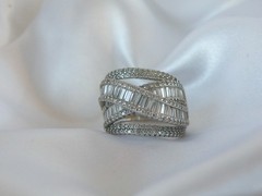 Sterling Silver 925 Multi Row Baguette CZ Highway Ross Simons Ring Size 6