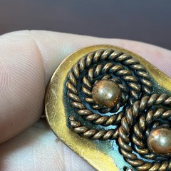 Vtg Blackened Copper Brooch Pin Triple Swirled Rope Modernist MCM DIO HOFFMANDO
