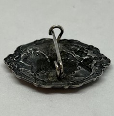 Art Nouveau Silver Plated Pewter Lady In The Hat Brooch Pin