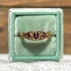 Art Deco Style Edwardian 7 Stone Pink Ruby Lab Created Diamond Ring 18k Gold FN