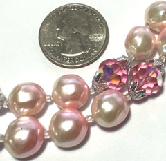 Vintage Jewelry Necklace SIGNED JAPAN Multi Strand Beaded Pink AB Glass Ombre 18