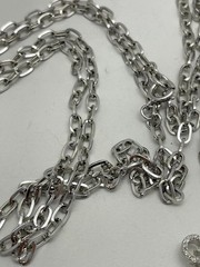 VTG 1970-80’S DOUBLE STRAND TRIFARI* SILVER TONE HEART NECKLACE, 46″