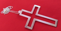 Vintage Sterling Silver Necklace Large Open Cross 2.5 in Pendant Statement 210h