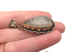 Vintage Mid Century Copper Rutilated Quartz Teardrop Pendant for Necklace